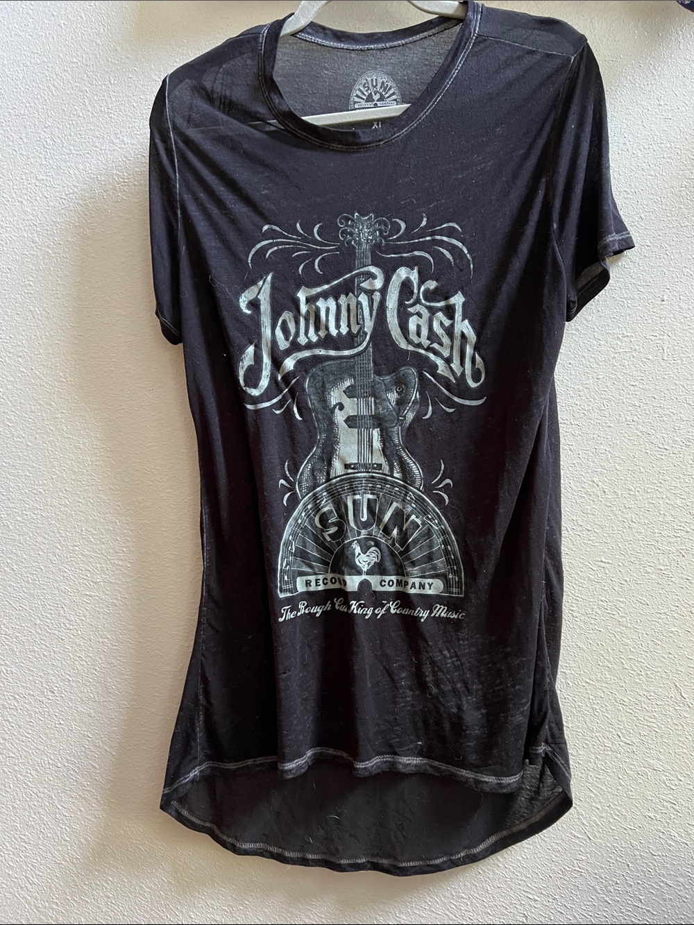 Johnny Cash Black Graphic Tee - Women's Short Sleeve Top
